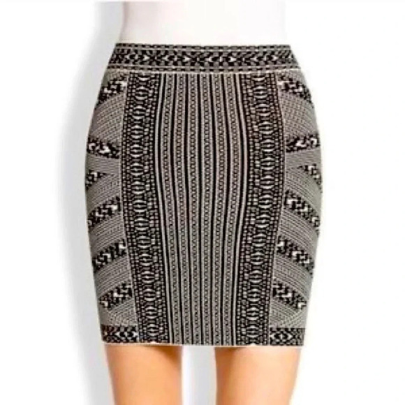 BCBG Max Azria | Josa Bandage Skirt | Black Beige combination pattern | S | EUC - Picture 1 of 4